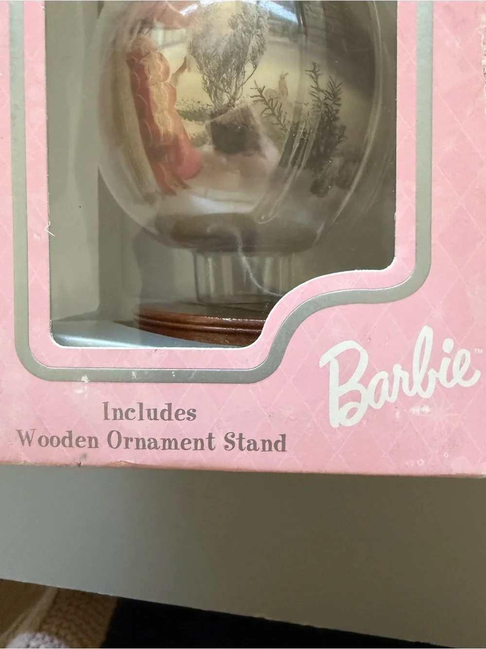 Barbie Pink Decoupage‎ Ornament with stands- set of 2. Holiday Collectible